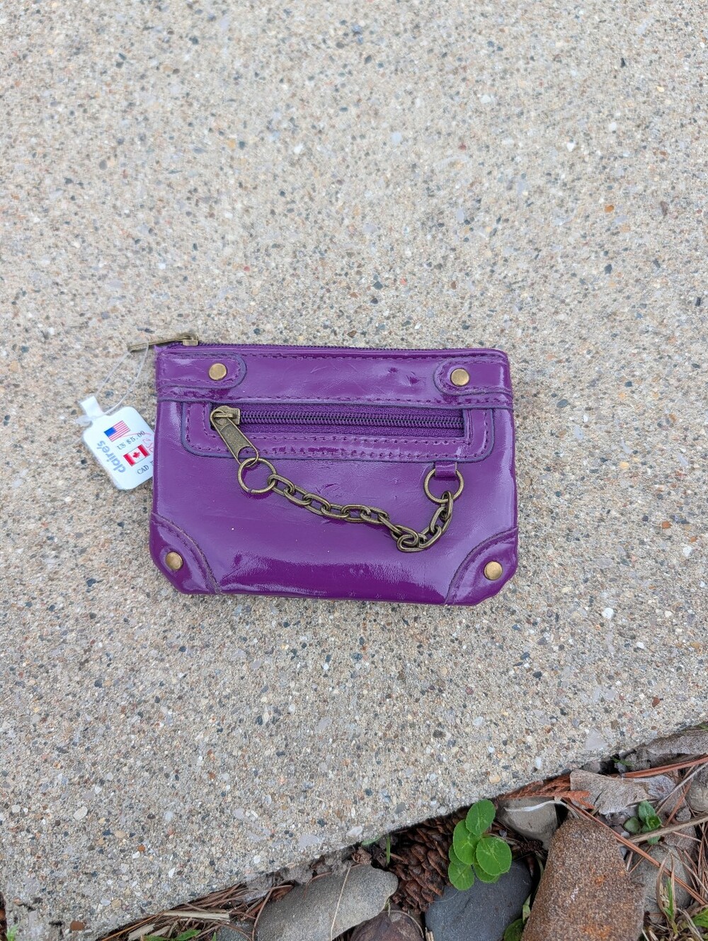Y2K 2000s Vintage Purple Patent Leather Gold Coin Purse Wallet Deadstock Vntg